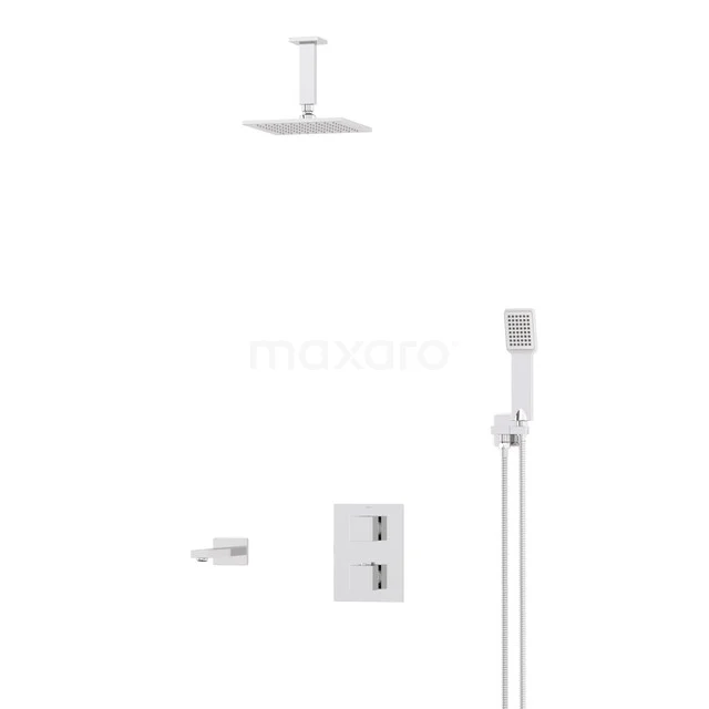 Cubic Inbouw Badkraan met regendouche | Chroom Thermostatisch DIC23-00220 Cubic Inbouw Badkraan met regendouche | Chroom Thermostatisch DIC23-00220