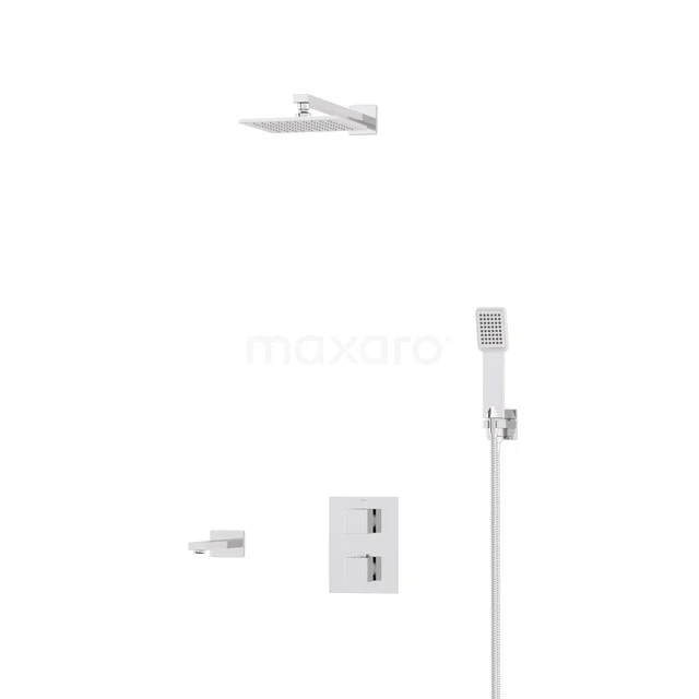 Cubic Inbouw Badkraan met regendouche | Chroom Thermostatisch DIC23-00232 Cubic Inbouw Badkraan met regendouche | Chroom Thermostatisch DIC23-00232