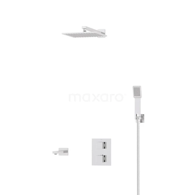 Cubic Inbouw Badkraan met regendouche | Chroom Thermostatisch DIC23-00235 Cubic Inbouw Badkraan met regendouche | Chroom Thermostatisch DIC23-00235