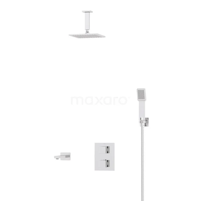 Cubic Inbouw Badkraan met regendouche | Chroom Thermostatisch DIC23-00241 Cubic Inbouw Badkraan met regendouche | Chroom Thermostatisch DIC23-00241