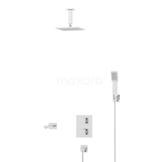 Cubic Inbouw Badkraan met regendouche | Chroom Thermostatisch DIC23-00262 Cubic Inbouw Badkraan met regendouche | Chroom Thermostatisch DIC23-00262