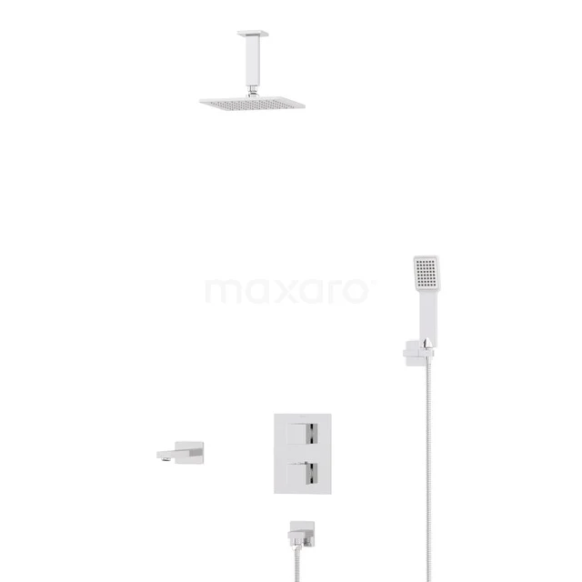 Cubic Inbouw Badkraan met regendouche | Chroom Thermostatisch DIC23-00304 Cubic Inbouw Badkraan met regendouche | Chroom Thermostatisch DIC23-00304