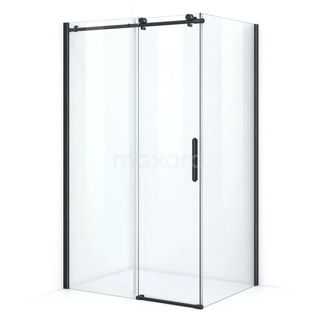 Duschkabine Crystal Allure 120x90cm aus klarem Sicherheitsglas mit Schiebetür Rundrollensystem Matt Schwarz L6120-1209M Glas Duschkabine mit Matt Schwarz Profilen und Schiebetür, modernes Design für eine schlichte Badezimmerinrichtung.