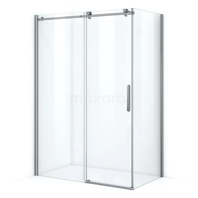 Glas Duschwand mit Schiebetür, modernes Design in transparentem Glas und Aluminium, perfekt für ein stilvolles Badezimmer.