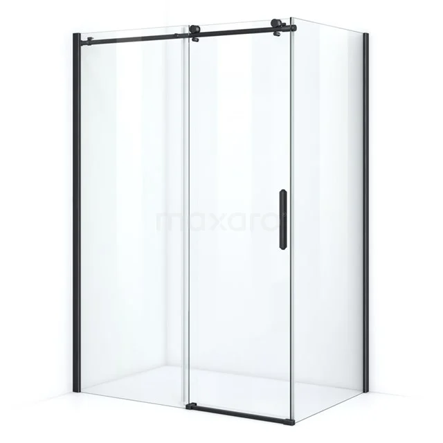 Crystal Allure Shower cabin | 130x90 cm Matte black Clear glass Sliding door Rectangle L6120-1309M Modern glass shower enclosure with black aluminium frame, sliding door and sleek design; a stylish upgrade for any bathroom.
