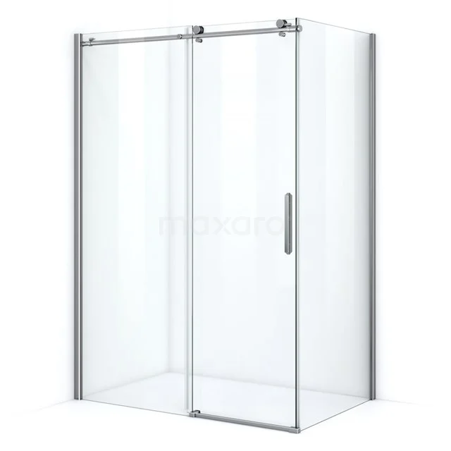 Crystal Allure Shower cabin | 140x90 cm Chrome Clear glass Sliding door Rectangle L6120-1409C Glass shower enclosure with silver frame, sliding door, sleek modern design, ideal for stylish bathroom decor.
