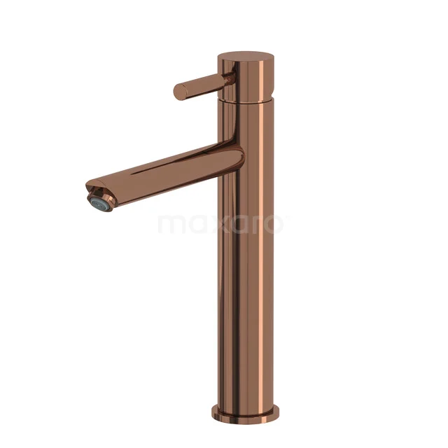 Radius High Basin Mixer Tap | Shiny Copper | Single Lever Mixer | Extended Spout 55.003.541GKP Copper high basin tap with a minimalist design, suitable for modern bathrooms.