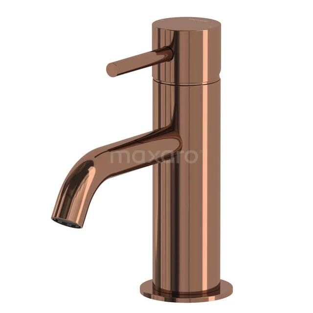 Radius Basin Tap Mounted | Shiny Copper | Single Lever Mixer Tap 55.003.571GKP Copper basin tap with modern design, cylindrical shape and a single lever, perfect for a stylish bathroom.
