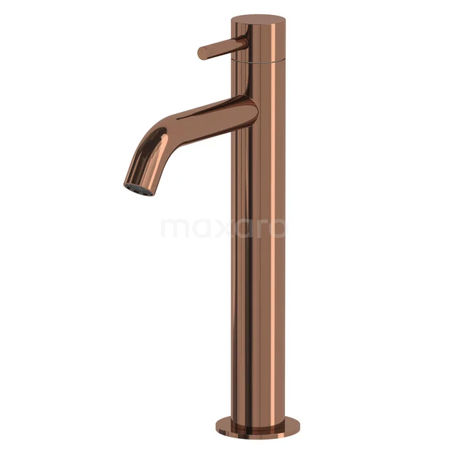 Radius Hohe Waschtischarmatur Aufsatz | Glänzendes Kupfer | Kaltwasserarmatur 55.004.444GKP Hohe Waschbeckenarmatur in Roségold, schlankes Design mit einem einzelnen Hebel, ideal für moderne Bäder.