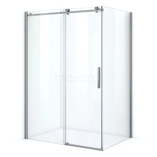 Crystal Allure Shower cabin | 140x100 cm Chrome Clear glass Sliding door Rectangle L6120-1410C Glass shower enclosure corner step, transparent with chrome accents, modern design for any bathroom style.