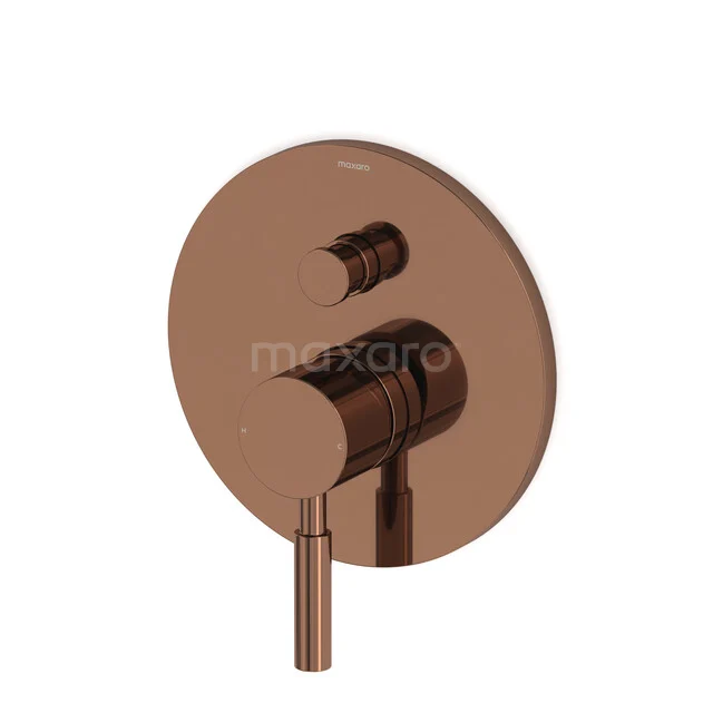 Built-in Shower Valve Radius, Single Lever Mixer Tap, Shiny Copper 55.151.101GKPS Round copper built-in shower tap with a slender handle, ideal for a luxury bathroom style.