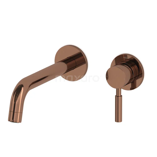 Rose-coloured built-in basin tap with a round handle and modern design, perfect for a stylish bathroom.