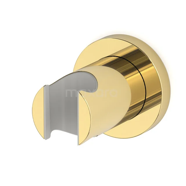 Gold-coloured wall holder made of metal, suitable for the shower head, elegant design ideal for a modern bathroom.