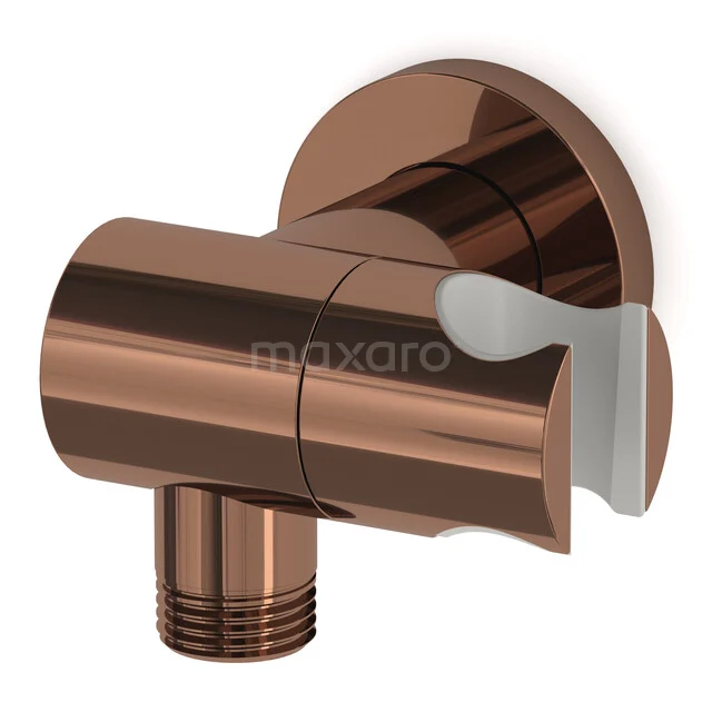 Hand shower holder Radius, Wall-mounted, Adjustable, Shiny Copper 55.156.800GKP Copper shower hose holder with a round shape, wall mounting and a glossy finish for a stylish bathroom appearance.