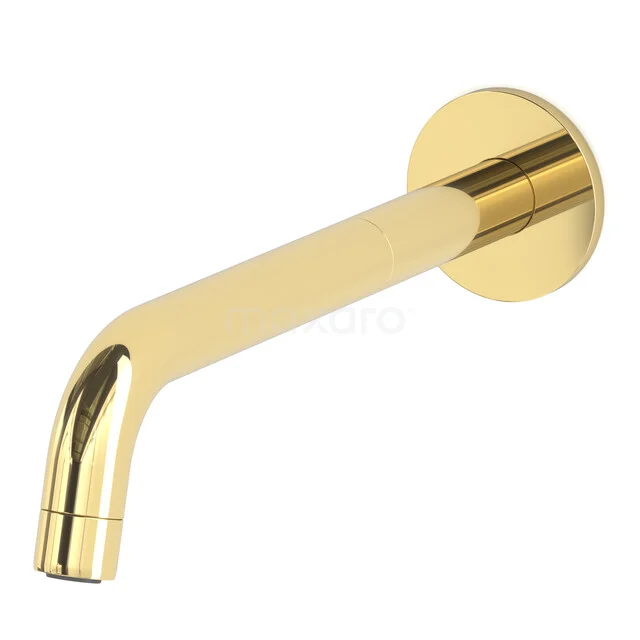 Gold wall-mounted wash basin with a round base, suitable for modern bathroom styles.