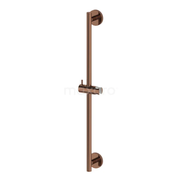 Copper-coloured shower rod with adjustable holder, made of durable metal, ideal for a stylish bathroom decor.