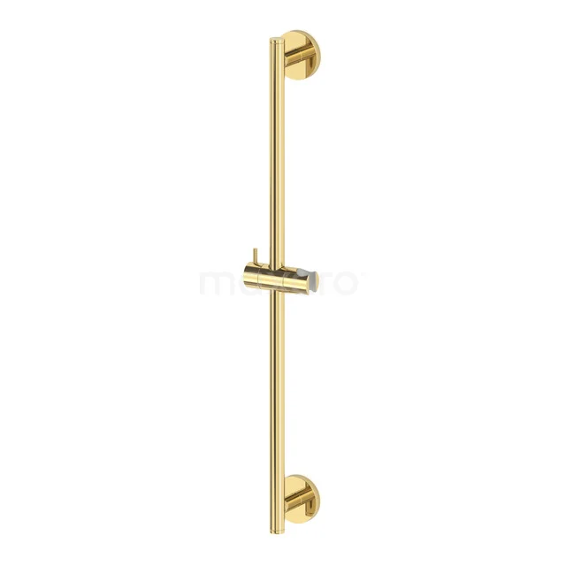 Gold-coloured hand shower slide bar made of metal, sleek design with adjustable holder, ideal for a modern bathroom.