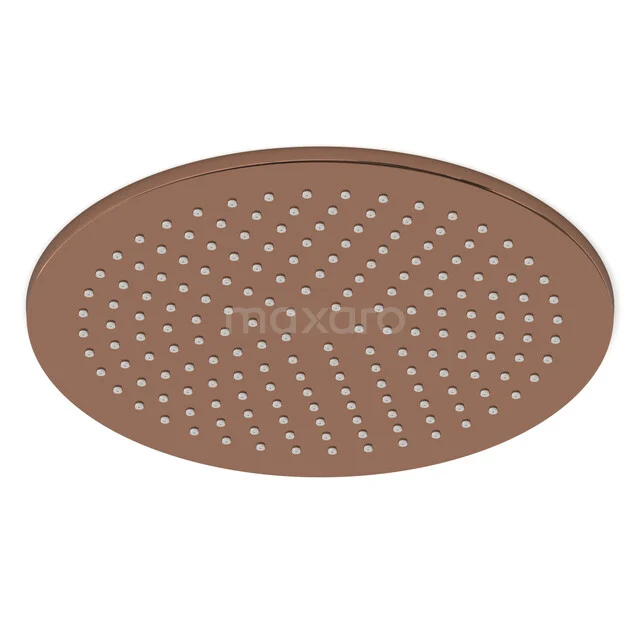 Runder Kupfer Regenduschekopf mit Perforationen, ideal für ein luxuriöses Badezimmererlebnis.