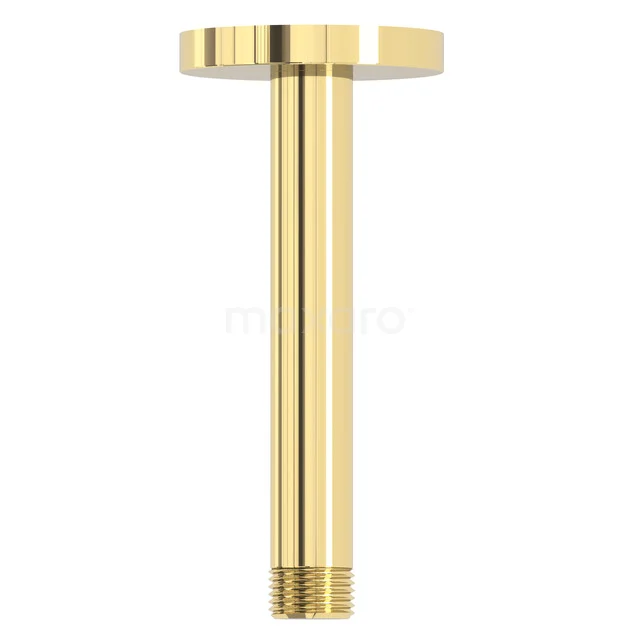 Shower Arm Radius, Ceiling Mounting, Shiny Light Gold 99.350.520GLG Brass shower head holder with a round shape, ideal as a luxury bathroom accessory.