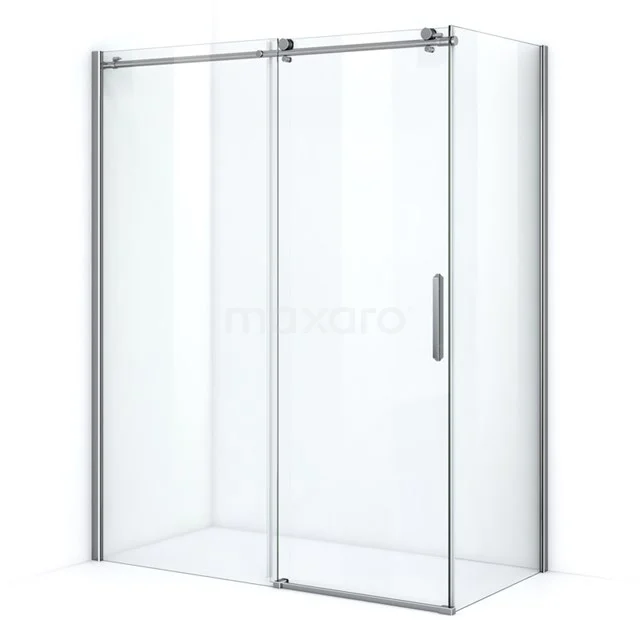 Glass shower enclosure with sliding door, sleek aluminium frame, suitable for a modern bathroom, clear glass for a spatial effect.