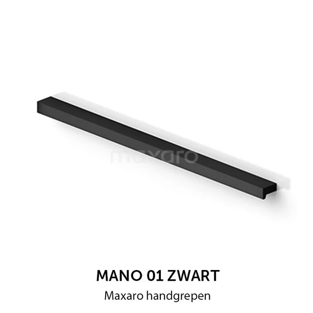 Matt Schwarz, gerade Mano 01 Haltegriff von Maxaro, ideal für moderne Badschränke.