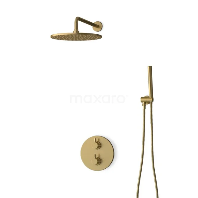 Inbouw Regendoucheset Radius Gold, Thermostaatkraan, 30cm Hoofddouche, Goud BIG55-00009