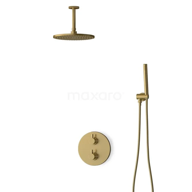 Inbouw Regendoucheset Radius Gold, Thermostaatkraan, 25cm Hoofddouche, Goud BIG55-00015