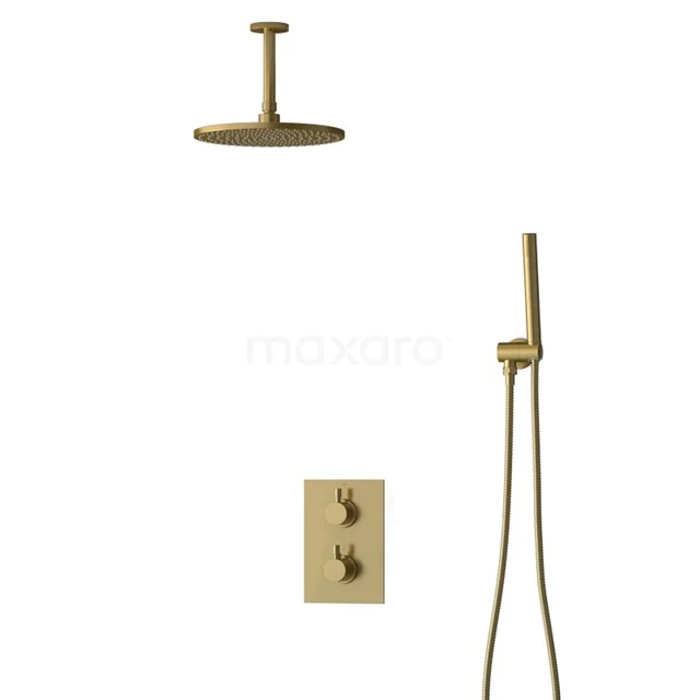 Inbouw Regendoucheset Radius Gold, Thermostaatkraan, 25cm Hoofddouche, Goud BIG55-00016
