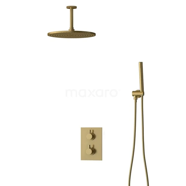 Inbouw Regendoucheset Radius Gold, Thermostaatkraan, 30cm Hoofddouche, Goud BIG55-00019