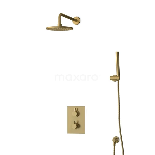 Inbouw Regendoucheset Radius Gold, Thermostaatkraan, 20cm Hoofddouche, Goud BIG55-00021