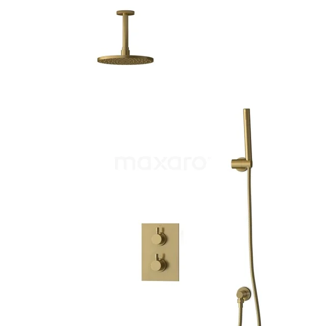 Inbouw Regendoucheset Radius Gold, Thermostaatkraan, 20cm Hoofddouche, Goud BIG55-00029
