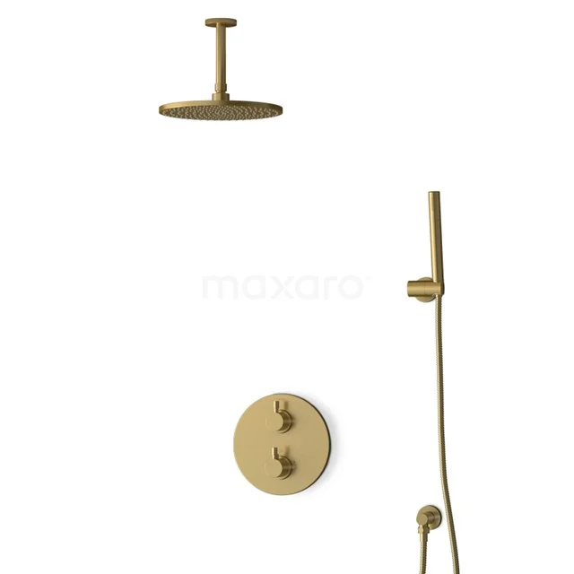 Inbouw Regendoucheset Radius Gold, Thermostaatkraan, 25cm Hoofddouche, Goud BIG55-00031