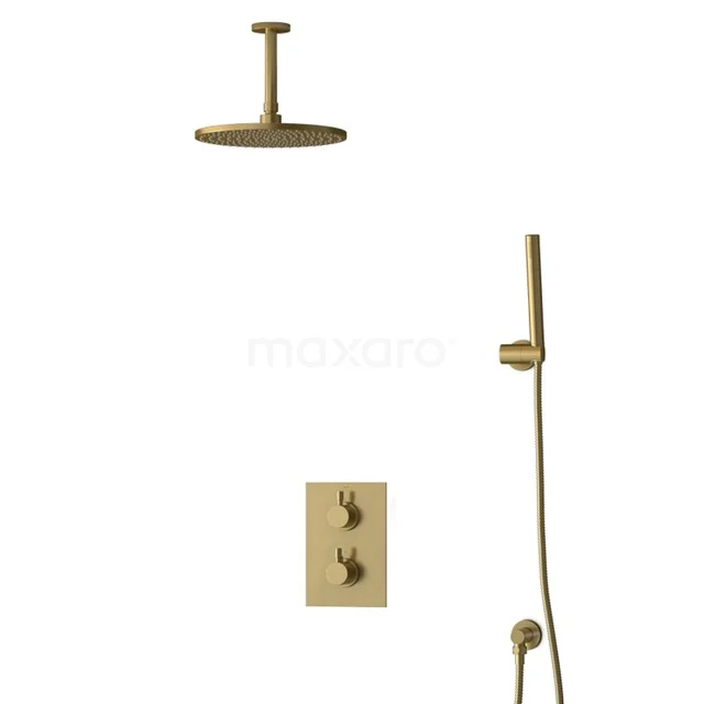 Inbouw Regendoucheset Radius Gold, Thermostaatkraan, 25cm Hoofddouche, Goud BIG55-00032