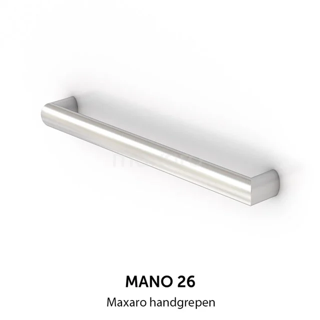 Mano 26 Haltegriff | Edelstahl | 352mm H26-0352-10 Edelstahl Badezimmerhandgriff Maxaro Mano 26, rechteckiges Design mit abgerundeten Ecken für stilvolle und praktische Wandmontage.