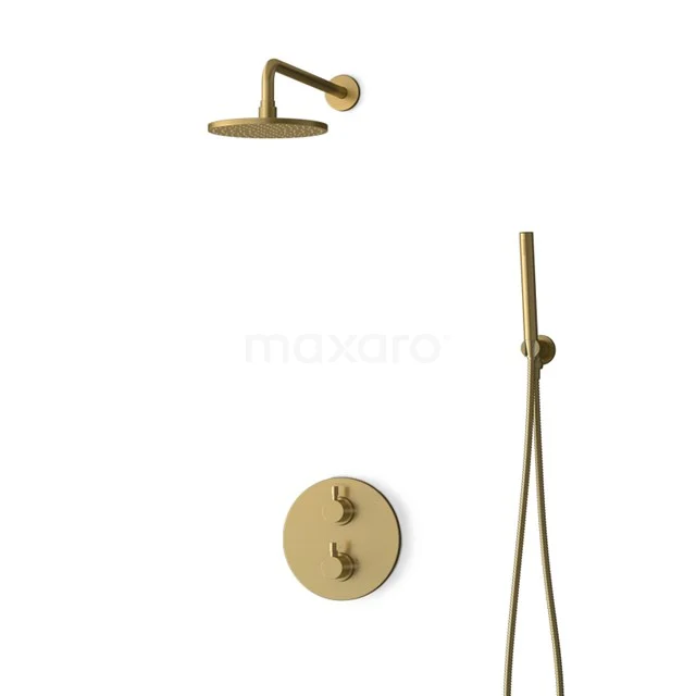 Inbouw Regendoucheset Radius Gold, Thermostaatkraan, 20cm Hoofddouche, Goud BIG55-00037