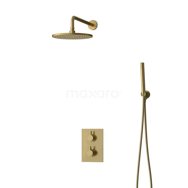 Inbouw Regendoucheset Radius Gold, Thermostaatkraan, 25cm Hoofddouche, Goud BIG55-00041