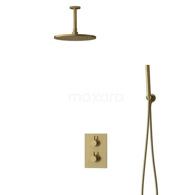 Inbouw Regendoucheset Radius Gold, Thermostaatkraan, 25cm Hoofddouche, Goud BIG55-00050