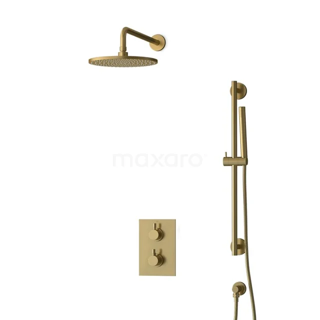 Inbouw Regendoucheset Radius Gold, Thermostaatkraan, 25cm Hoofddouche, Goud BIG55-00059