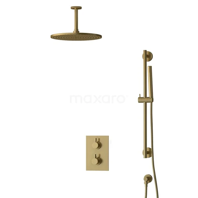 Inbouw Regendoucheset Radius Gold, Thermostaatkraan, 30cm Hoofddouche, Goud BIG55-00071