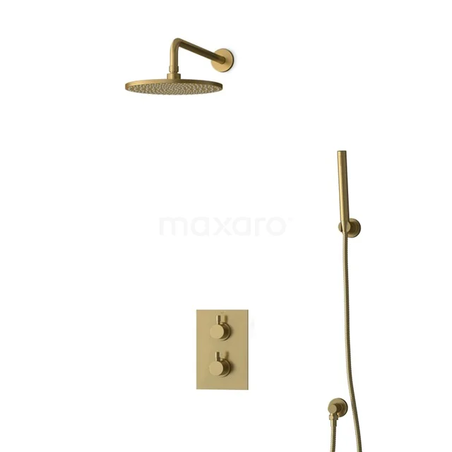 Inbouw Regendoucheset Radius Gold, Thermostaatkraan, 25cm Hoofddouche, Goud BIG55-00077