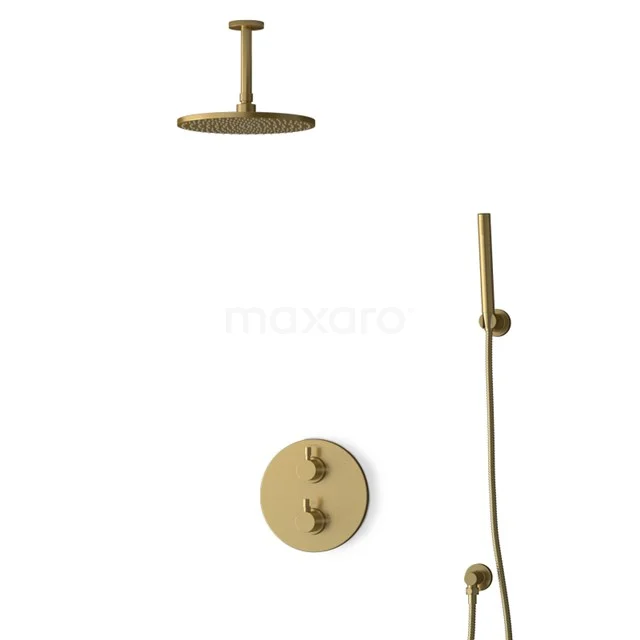 Inbouw Regendoucheset Radius Gold, Thermostaatkraan, 25cm Hoofddouche, Goud BIG55-00085