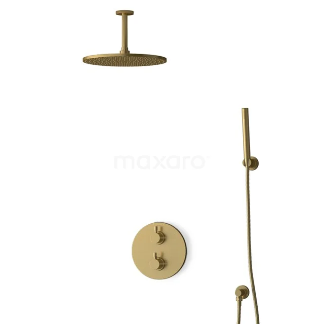 Inbouw Regendoucheset Radius Gold, Thermostaatkraan, 30cm Hoofddouche, Goud BIG55-00088