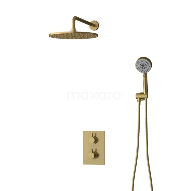 Inbouw Regendoucheset Radius Gold, Thermostaatkraan, 30cm Hoofddouche, Goud BIG55-00098