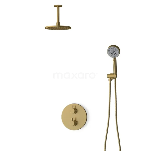 Inbouw Regendoucheset Radius Gold, Thermostaatkraan, 20cm Hoofddouche, Goud BIG55-00100
