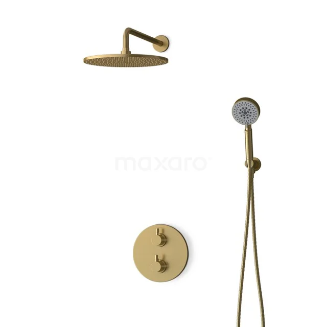 Inbouw Regendoucheset Radius Gold, Thermostaatkraan, 30cm Hoofddouche, Goud BIG55-00115