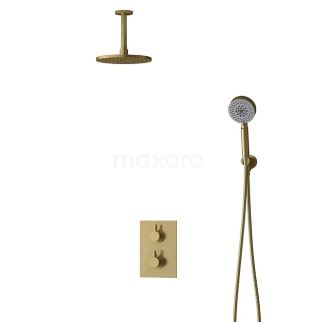 Inbouw Regendoucheset Radius Gold, Thermostaatkraan, 20cm Hoofddouche, Goud BIG55-00119