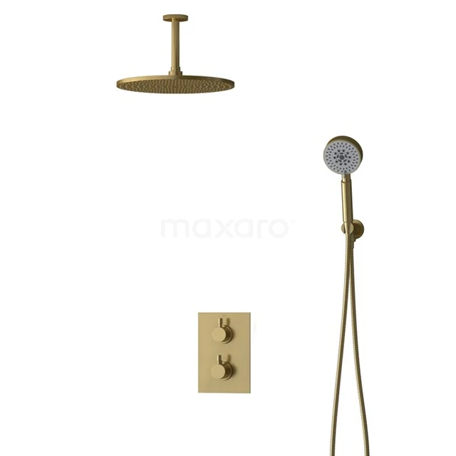 Inbouw Regendoucheset Radius Gold, Thermostaatkraan, 30cm Hoofddouche, Goud BIG55-00125