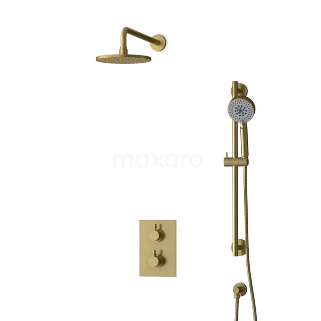 Inbouw Regendoucheset Radius Gold, Thermostaatkraan, 20cm Hoofddouche, Goud BIG55-00128