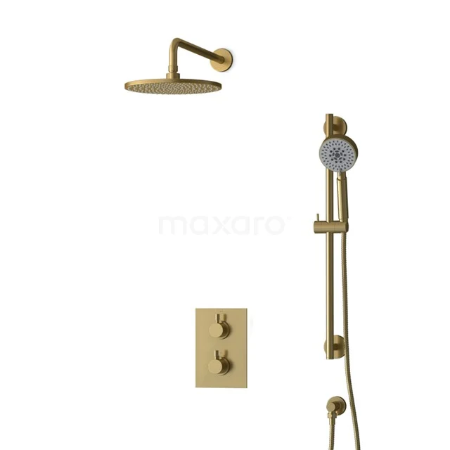 Inbouw Regendoucheset Radius Gold, Thermostaatkraan, 25cm Hoofddouche, Goud BIG55-00131