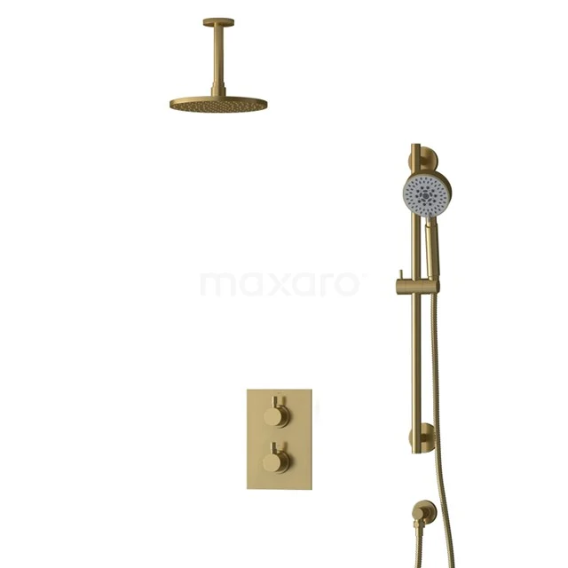 Inbouw Regendoucheset Radius Gold, Thermostaatkraan, 20cm Hoofddouche, Goud BIG55-00137